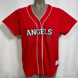 Los Angeles Angels MLB Baseball Lady Slugger Red Jersey Women's LARGE